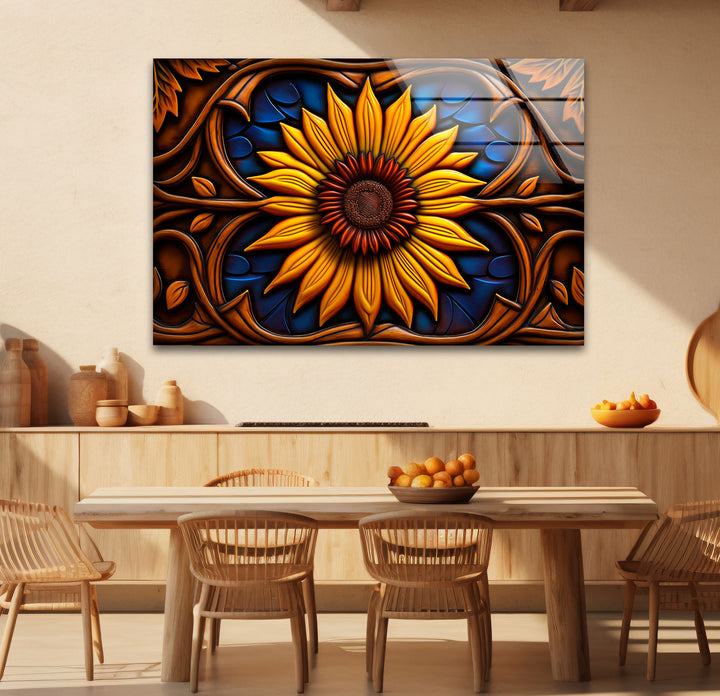 Sunflower Stained Glass Wall Art – Vibrant Floral Decor, Nature-Inspired Design