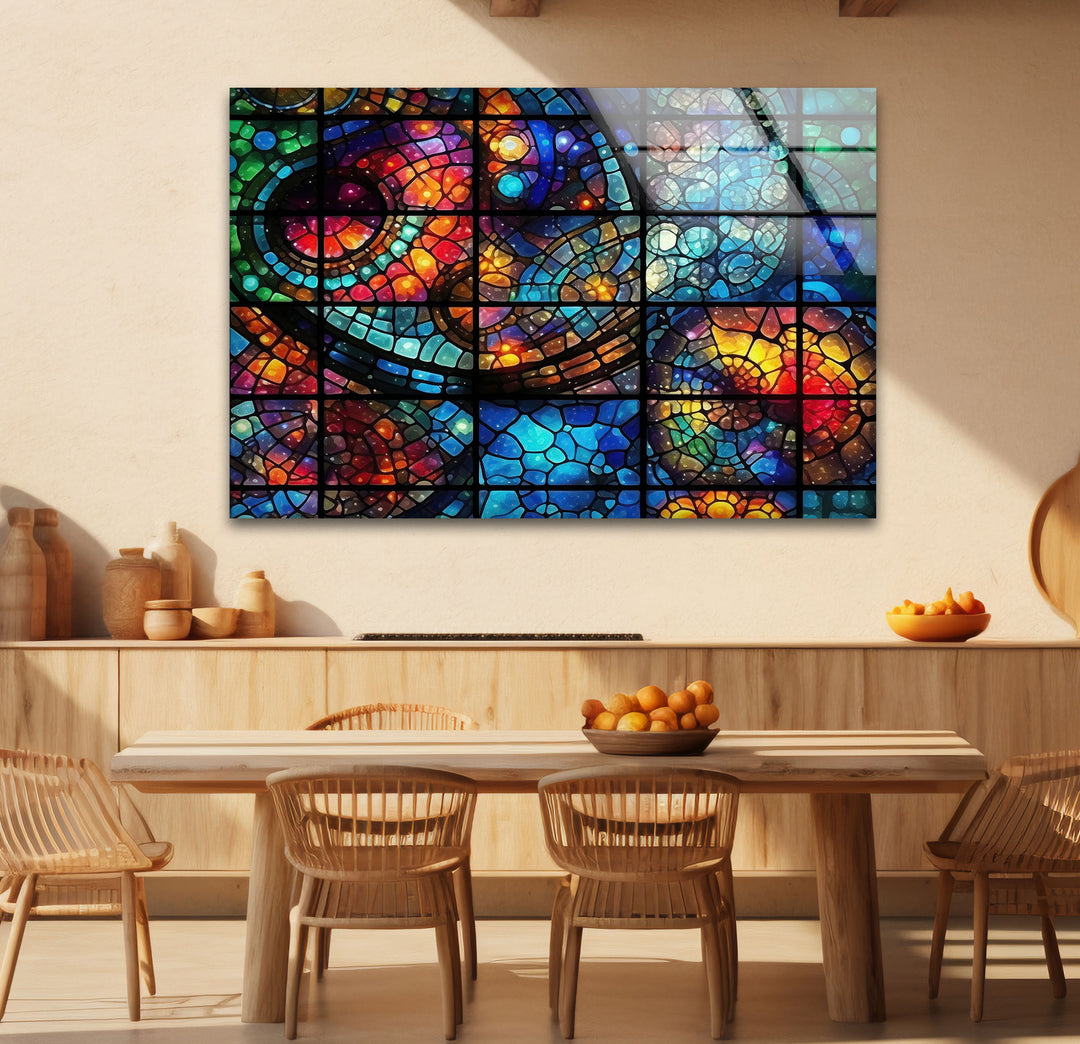 Kosmische Buntglas-Wandkunst – Von der Galaxie inspiriertes Fensterdesign, himmlisches Dekor 