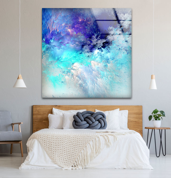 Icy Blue Dream Wall Art – Abstract Frosted Cloud Glass Print