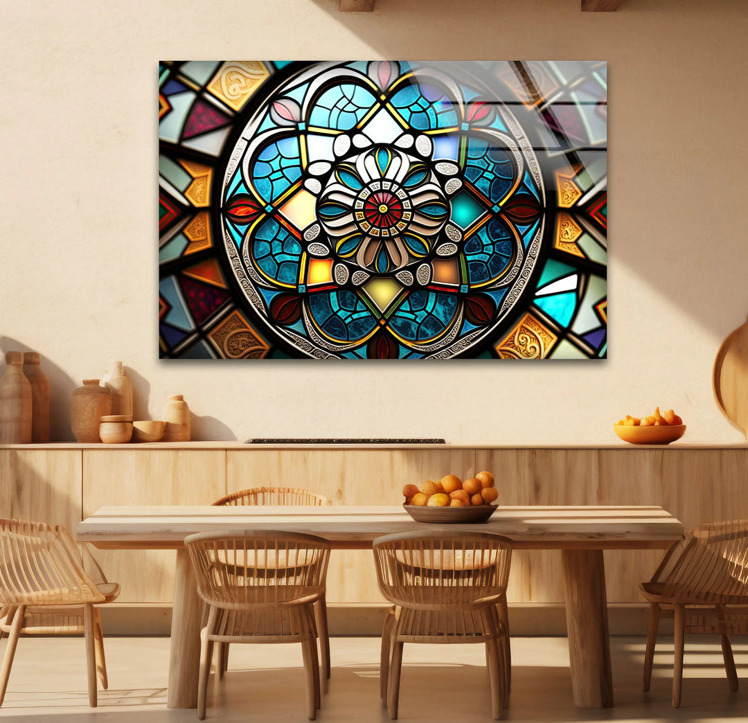 Stained Glass Mandala Wall Art – Intricate Geometric Pattern Design - MyPhotoStation