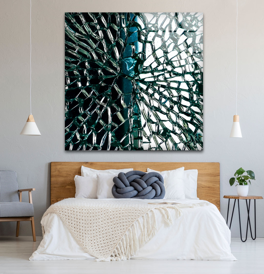 Fractured Glass Pattern Wall Art – Abstract Shattered Effect Glass Print