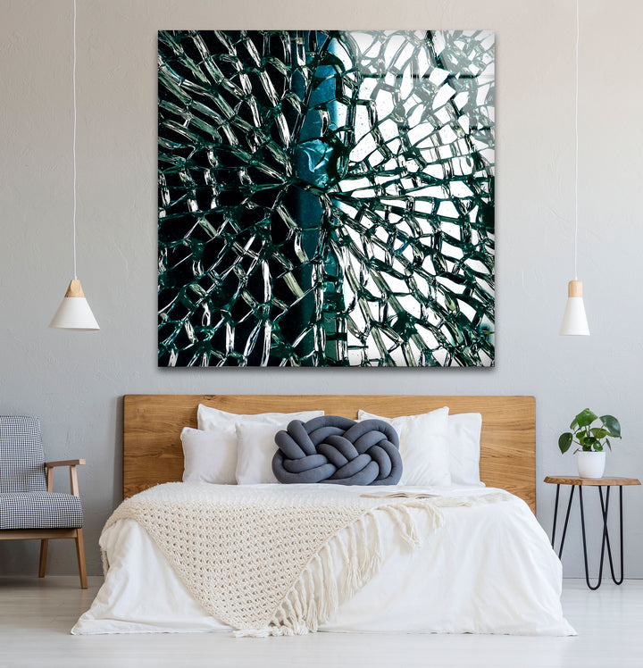 Fractured Glass Pattern Wall Art – Abstract Shattered Effect Glass Print