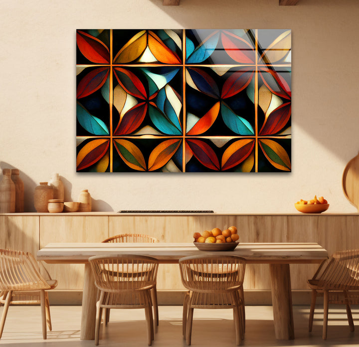 Geometric Stained Glass Wall Art – Abstract Mosaic Glass Design