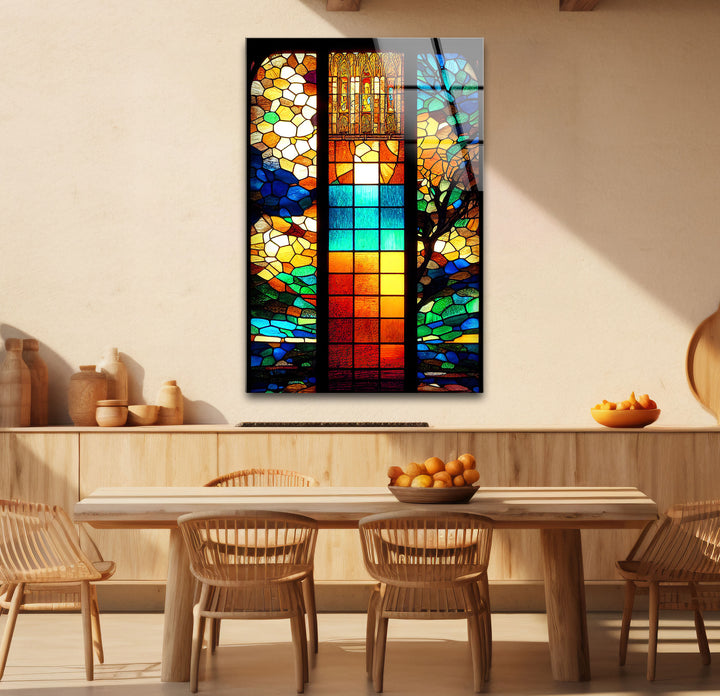 Buntglasfensterkunst – Lebendiges, von Kathedralen inspiriertes Design
