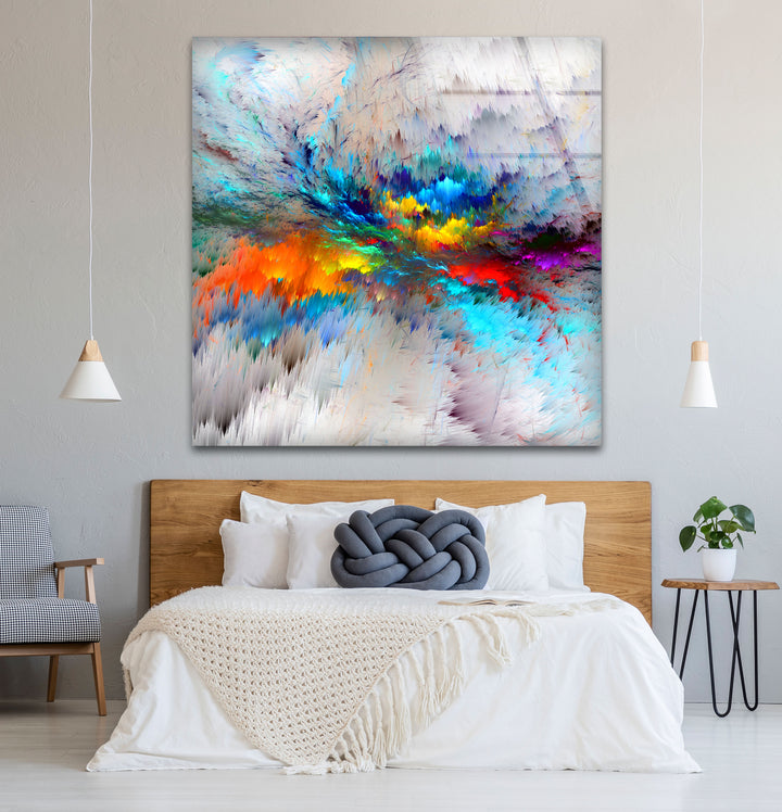 Prismatic Burst Wall Art – Explosive Color Abstract Glass Print Decor
