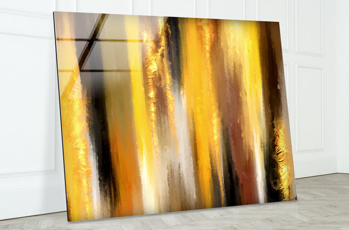 Golden Glow Wall Art – Abstract Yellow & Amber Glass Print
