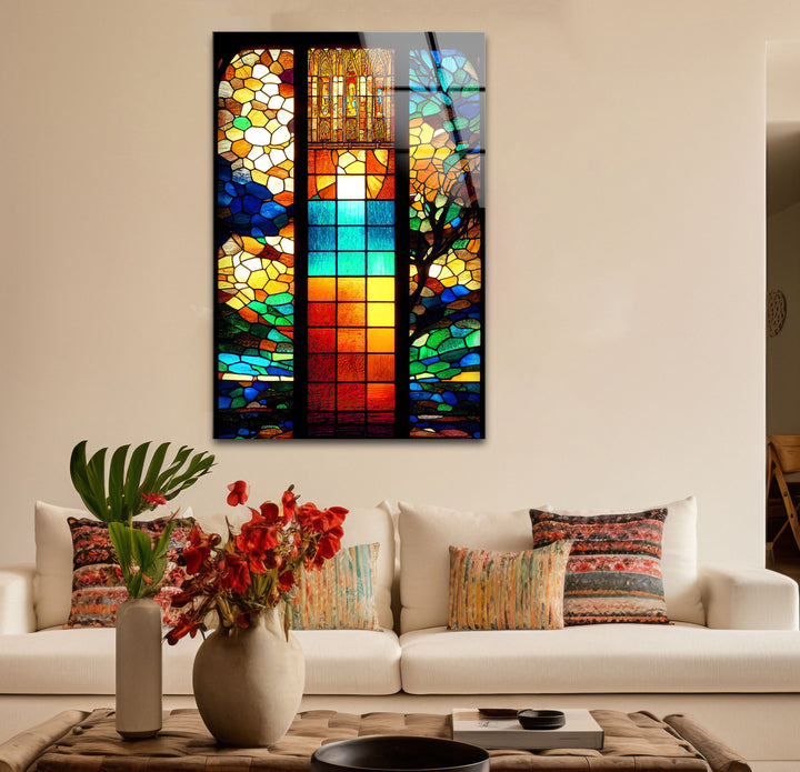 Buntglasfensterkunst – Lebendiges, von Kathedralen inspiriertes Design
