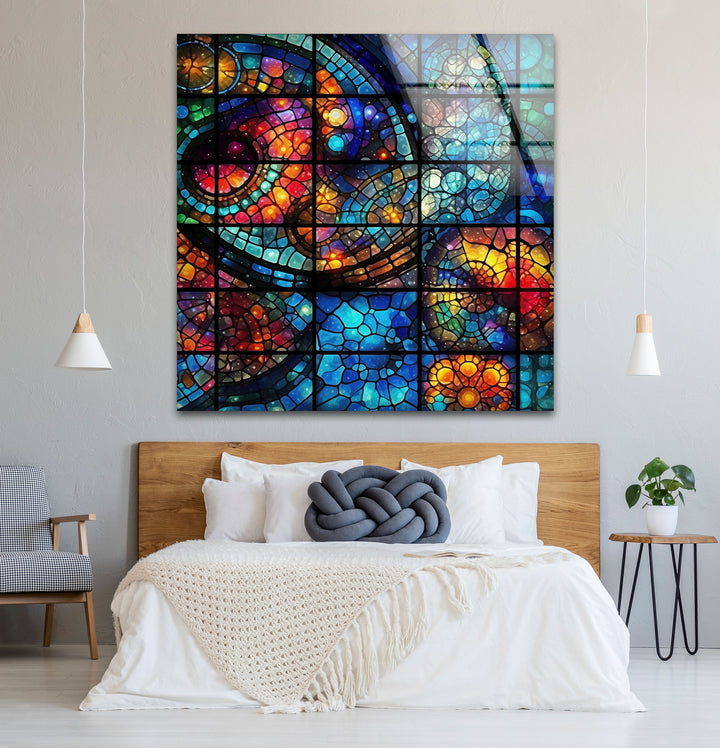 Kosmische Buntglas-Wandkunst – Von der Galaxie inspiriertes Fensterdesign, himmlisches Dekor 