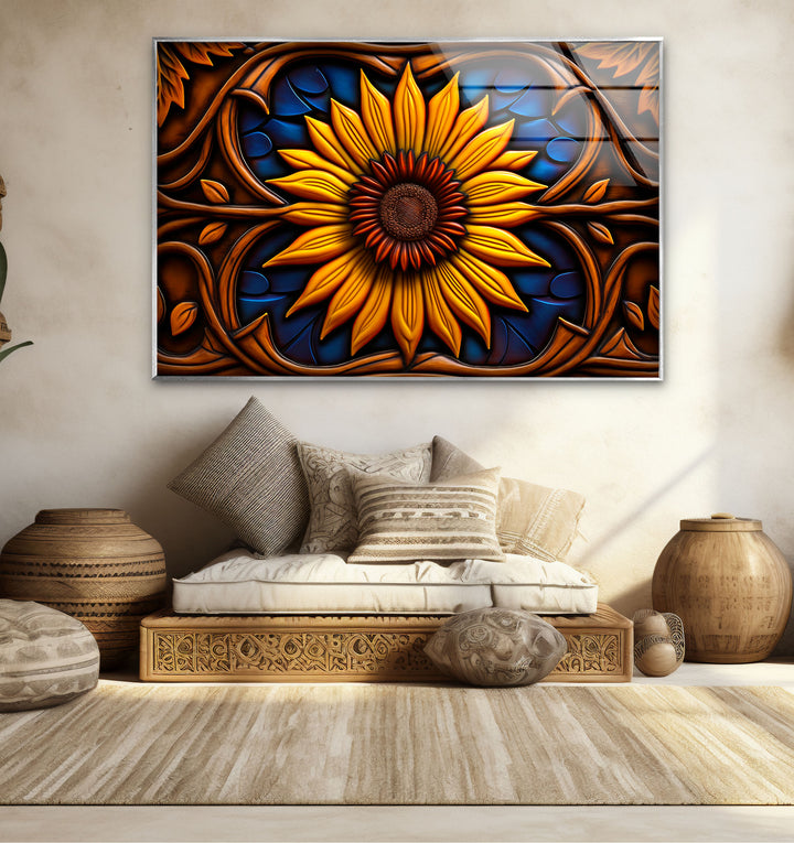 Sunflower Stained Glass Wall Art – Vibrant Floral Decor, Nature-Inspired Design