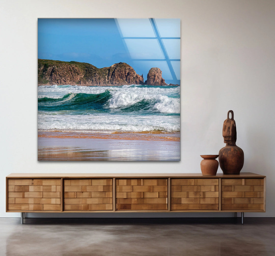 Rocky Coastline Ocean Wave Wall Art – Scenic Beach Glass Print for Nature Lovers - MyPhotoStation