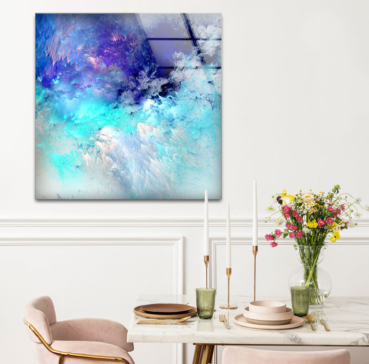 Icy Blue Dream Wall Art – Abstract Frosted Cloud Glass Print
