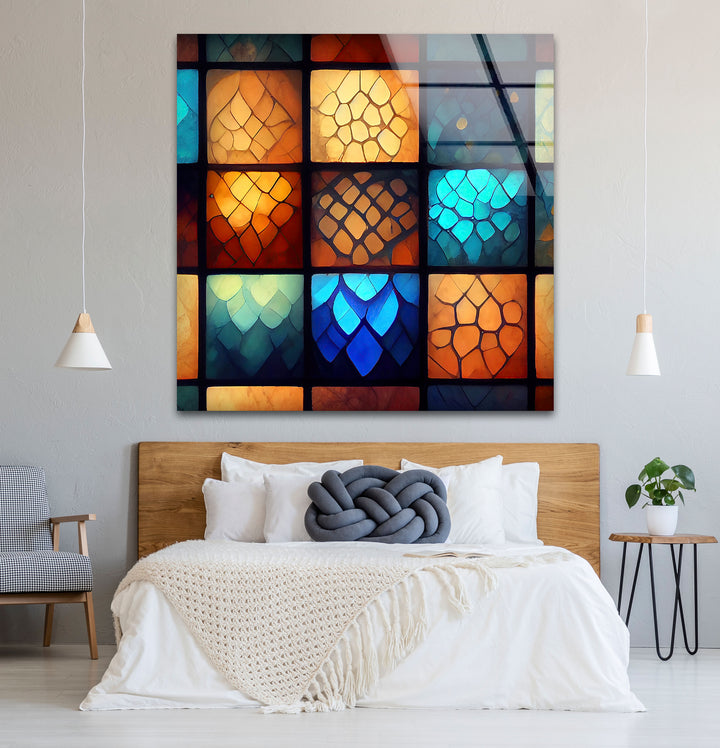 Geometric Stained Glass Wall Art – Colorful Mosaic Glass Print
