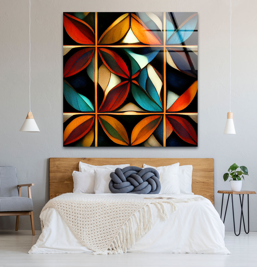 Geometric Stained Glass Wall Art – Abstract Mosaic Glass Design