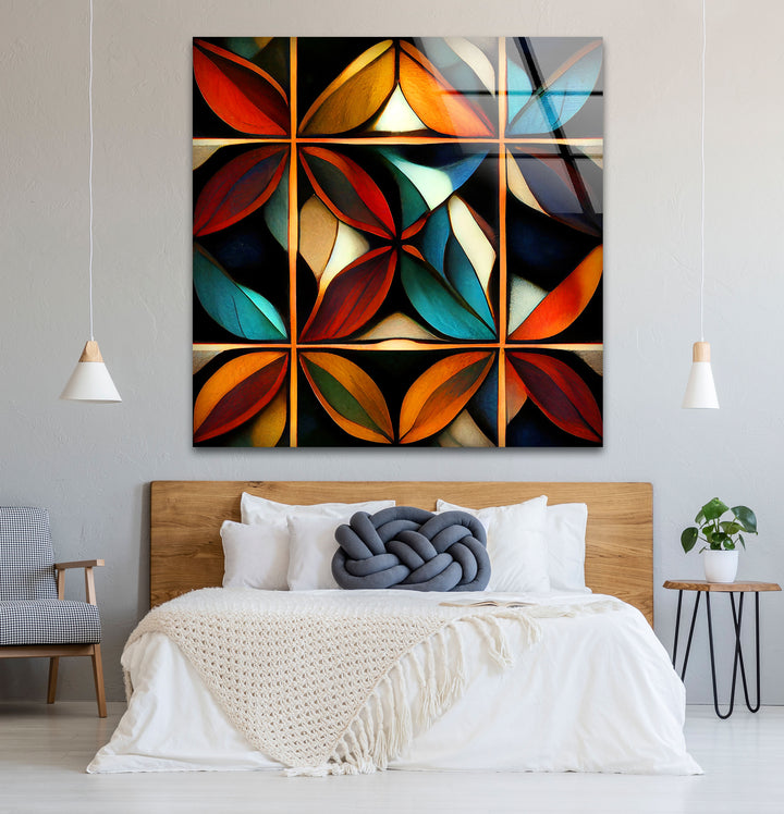 Geometric Stained Glass Wall Art – Abstract Mosaic Glass Design