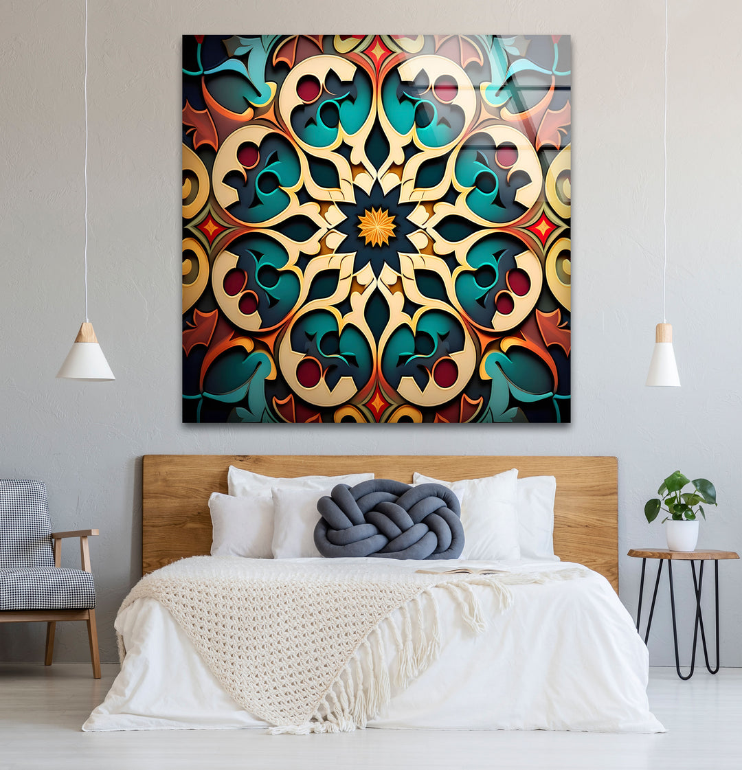 Filigrane Mandala-Wandkunst aus Glas – Luxuriöses geometrisches Design