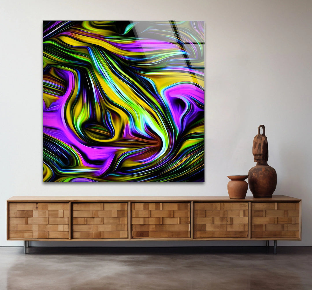 Psychedelic Swirl Glass Wall Art – Vibrant Abstract Pattern for Bold Modern Interiors - MyPhotoStation