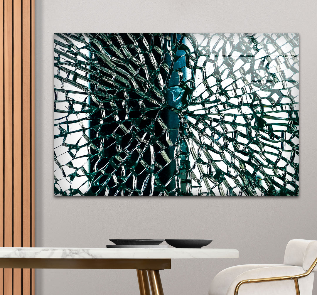 Fractured Glass Pattern Wall Art – Abstract Shattered Effect Glass Print