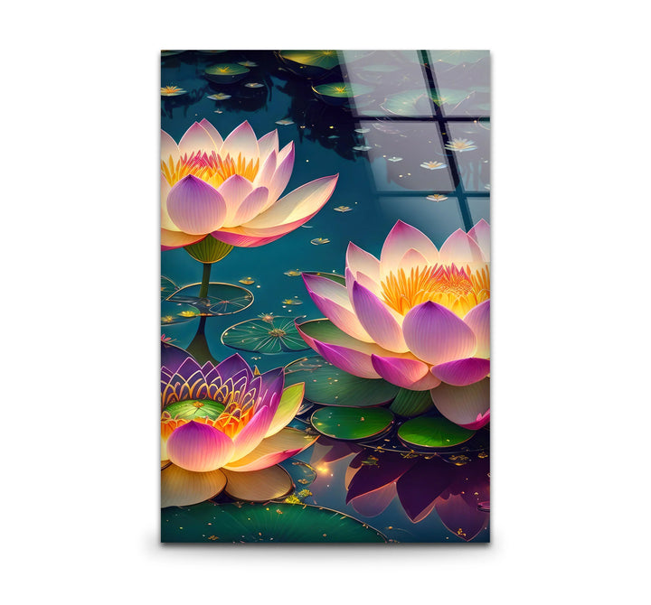 Lotus Flower Wall Art – Serene Water Lily Glass Print, Peaceful Nature Decor for Home & Spa - MyPhotoStation