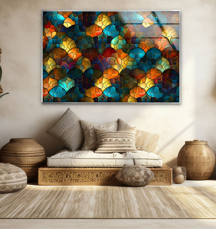 Abstract Stained Glass Wall Art – Colorful Mosaic Glass Design