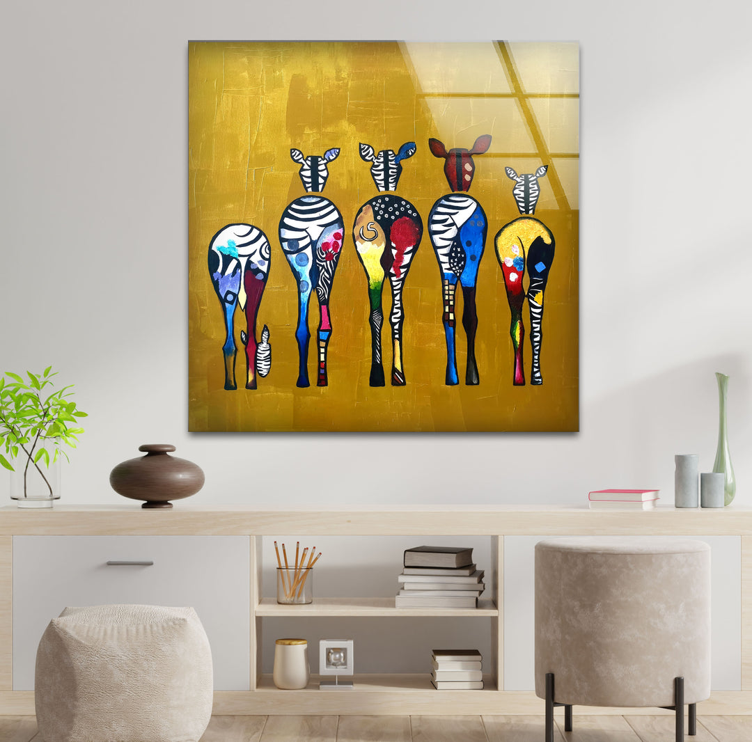 Colorful Zebra Art Print – Abstract Safari Animal Glass Wall Decor