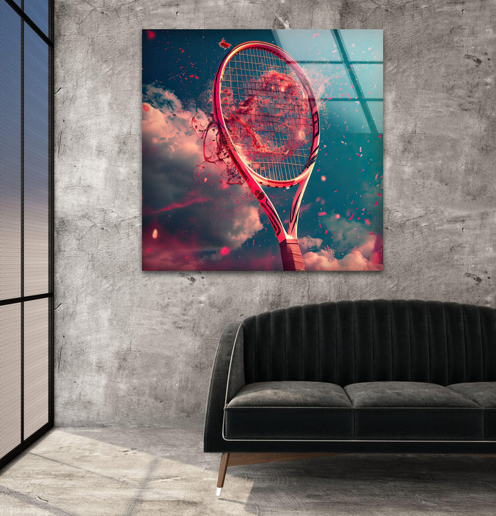 Red Tennis Racket Glass Wall Art glass image printing, glass prints from photos
