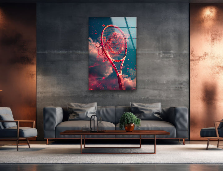Red Tennis Racket Glass Wall Art large glass photo prints, glass wall photos
