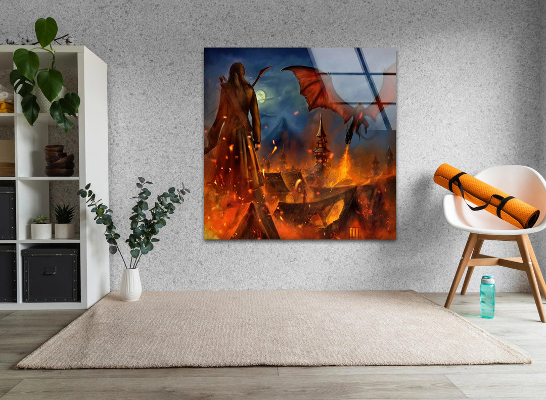 The Hobbit Dragon Smaug Glass Wall Art print on glass, glass printed photos
