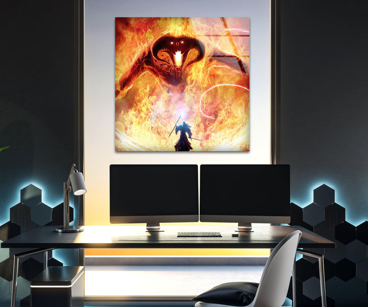 Gandalf Versus The Balrog in Moria Print Photographs on Glass