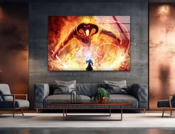 Gandalf Versus The Balrog in Moria Picture on Glass Collections