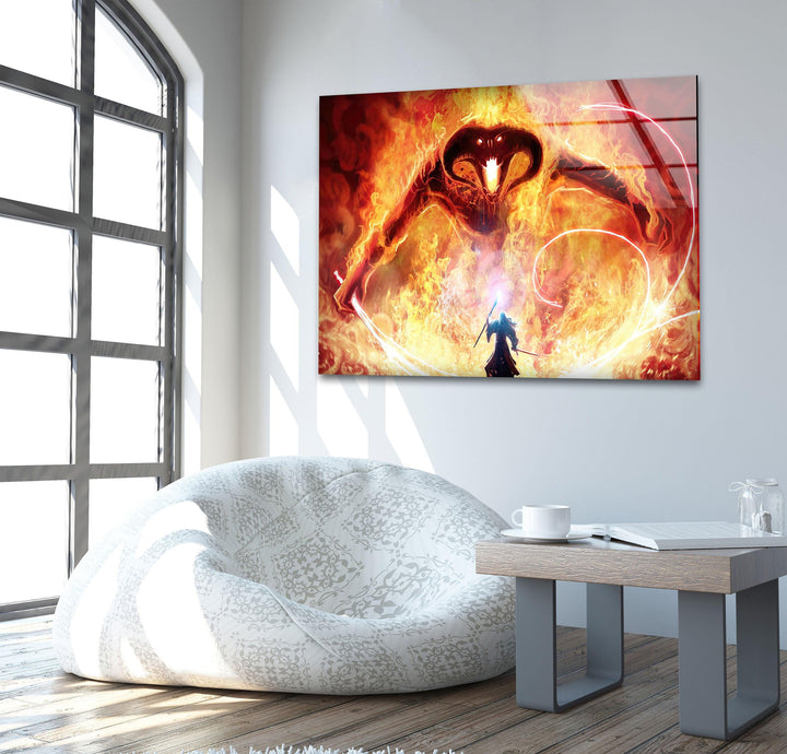 Gandalf Versus The Balrog in Moria Glass Art