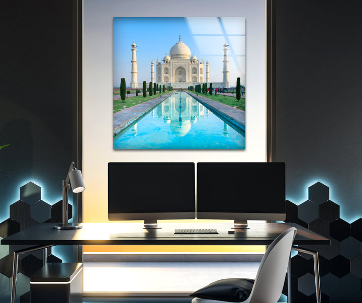 Taj Mahal Glaswandkunst – Majestätische Spiegelung von Indiens Wahrzeichen