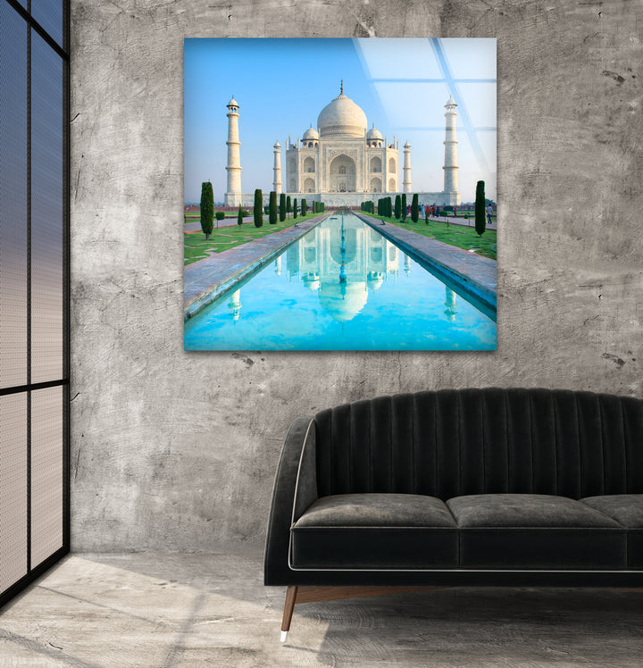 Taj Mahal Glaswandkunst – Majestätische Spiegelung von Indiens Wahrzeichen