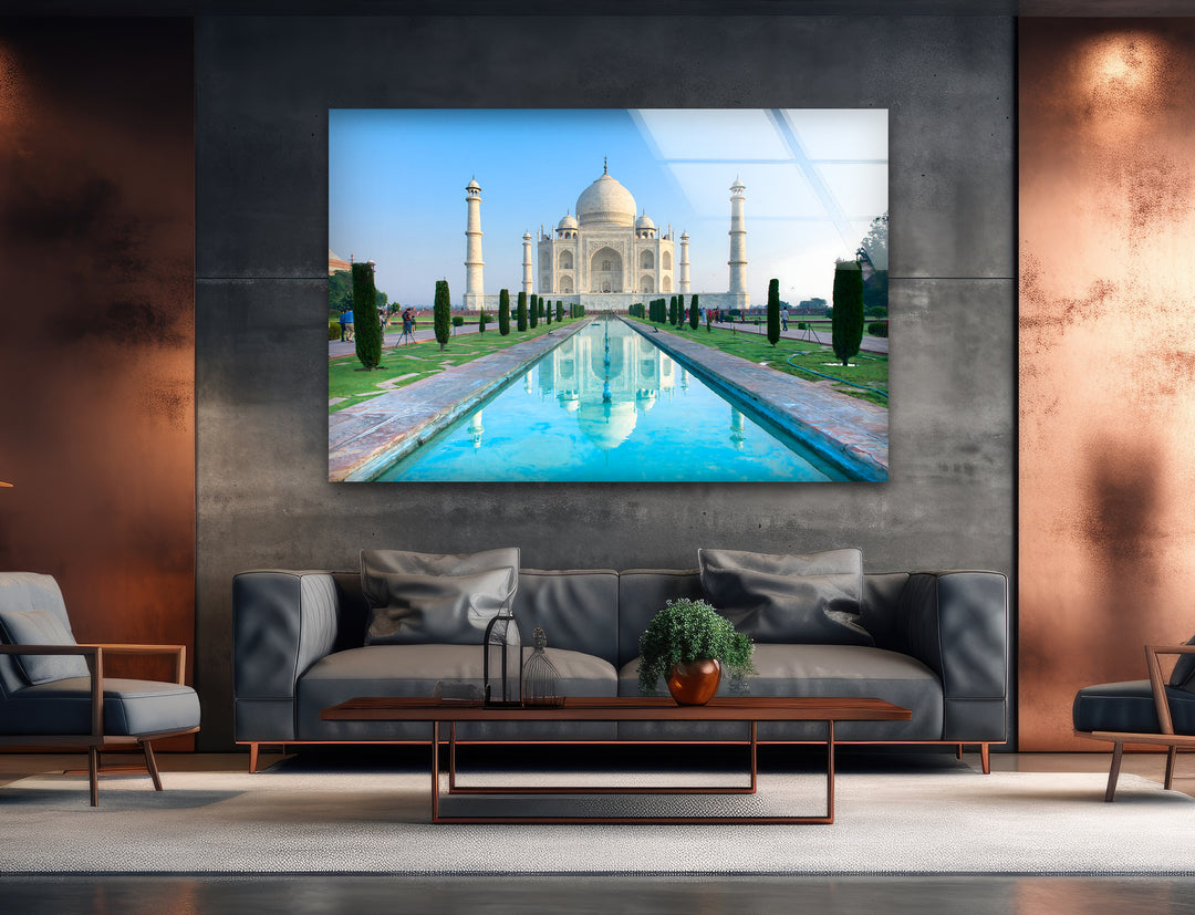 Taj Mahal Glaswandkunst – Majestätische Spiegelung von Indiens Wahrzeichen
