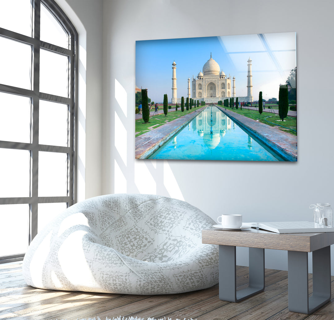 Taj Mahal Glaswandkunst – Majestätische Spiegelung von Indiens Wahrzeichen