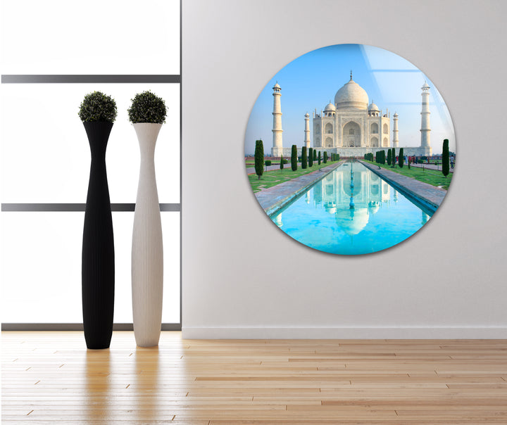 Taj Mahal Glaswandkunst – Majestätische Spiegelung von Indiens Wahrzeichen