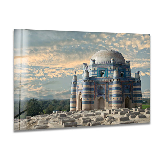 The stillness of the Shah Rukn-e-Alam Tomb, a historic Multan landmark, captured in a unique piece of glass printing wall art.