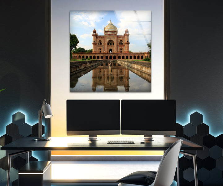 Glaswandkunst am Humayun-Mausoleum – Majestätische Spiegelung von Delhis berühmtem Mogul-Wahrzeichen