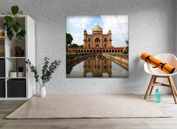 Glaswandkunst am Humayun-Mausoleum – Majestätische Spiegelung von Delhis berühmtem Mogul-Wahrzeichen