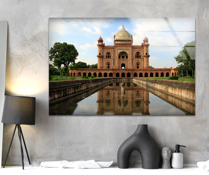 Glaswandkunst am Humayun-Mausoleum – Majestätische Spiegelung von Delhis berühmtem Mogul-Wahrzeichen