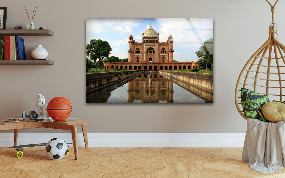 Glaswandkunst am Humayun-Mausoleum – Majestätische Spiegelung von Delhis berühmtem Mogul-Wahrzeichen
