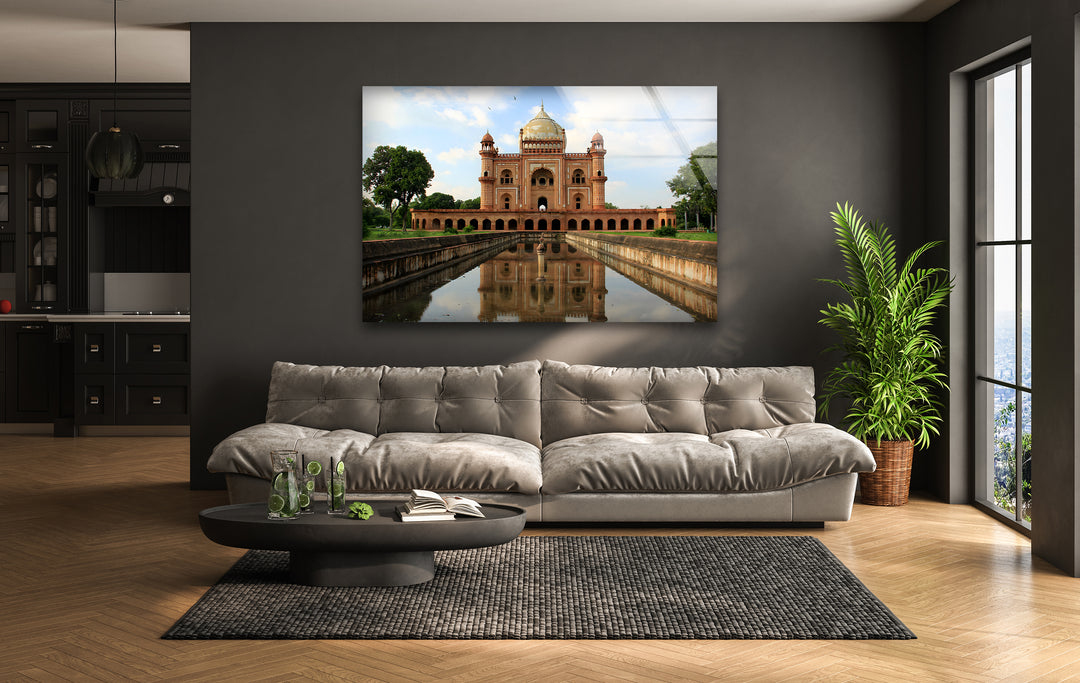 Glaswandkunst am Humayun-Mausoleum – Majestätische Spiegelung von Delhis berühmtem Mogul-Wahrzeichen