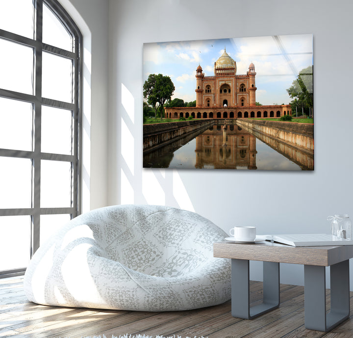 Glaswandkunst am Humayun-Mausoleum – Majestätische Spiegelung von Delhis berühmtem Mogul-Wahrzeichen