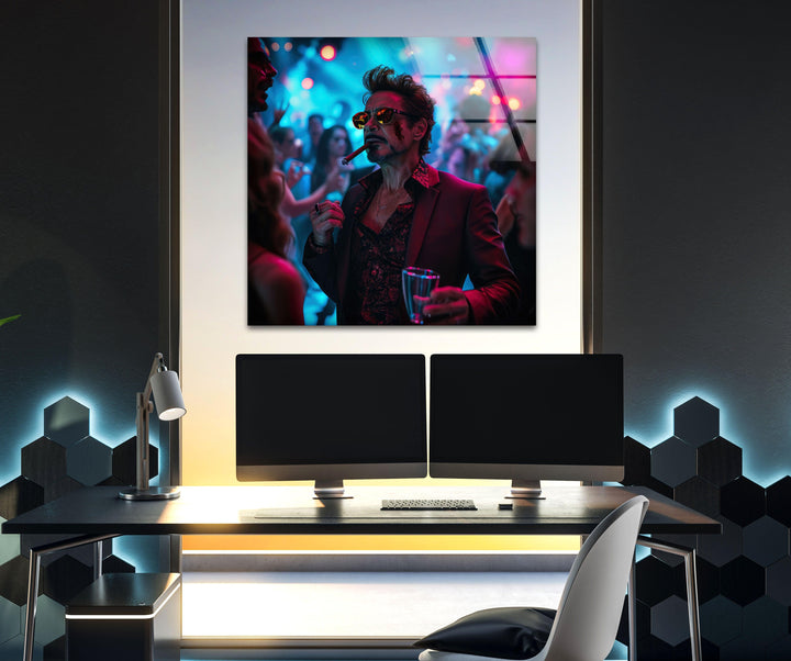 Tony Stark Glass Wall Art, Glass Printing Wall Art, Print photos on glass