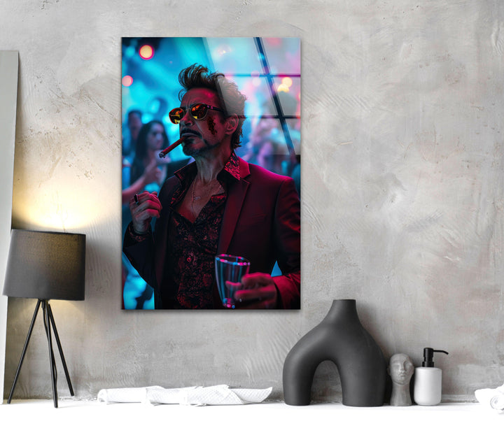 Tony Stark Glass Wall Art, print on glass, glass printed photos