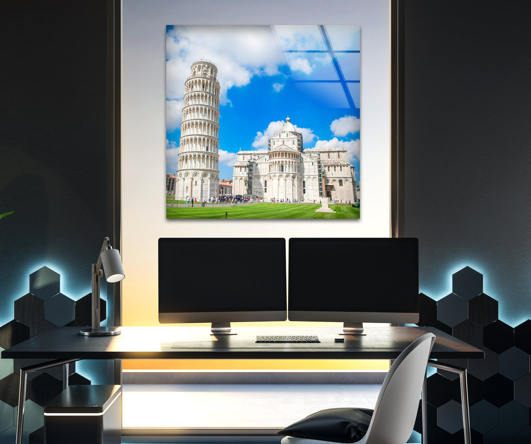 Schiefer Turm von Pisa – Glaswandkunst – Kultiges italienisches Wahrzeichen mit wunderschöner Architektur