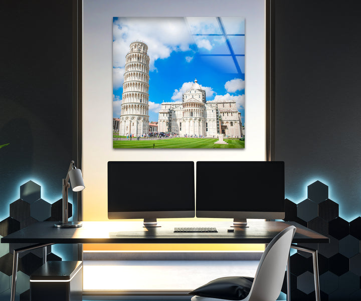 Schiefer Turm von Pisa – Glaswandkunst – Kultiges italienisches Wahrzeichen mit wunderschöner Architektur