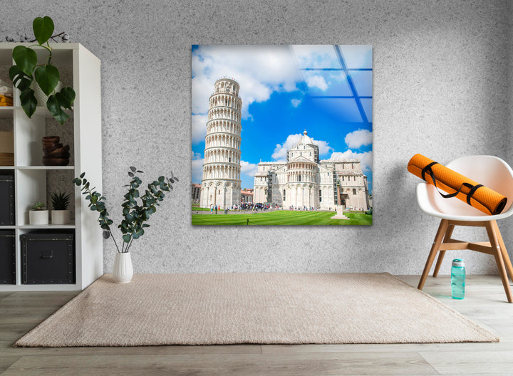 Schiefer Turm von Pisa – Glaswandkunst – Kultiges italienisches Wahrzeichen mit wunderschöner Architektur