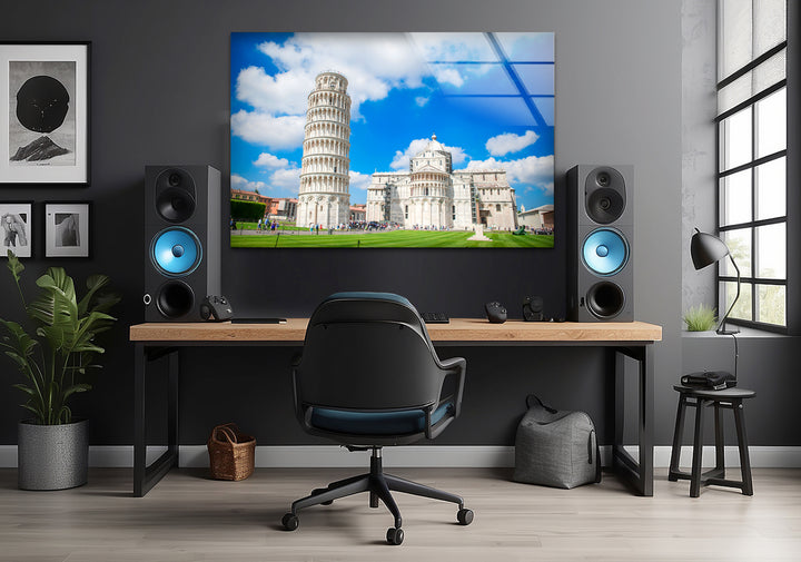 Schiefer Turm von Pisa – Glaswandkunst – Kultiges italienisches Wahrzeichen mit wunderschöner Architektur