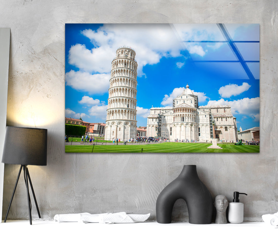 Schiefer Turm von Pisa – Glaswandkunst – Kultiges italienisches Wahrzeichen mit wunderschöner Architektur