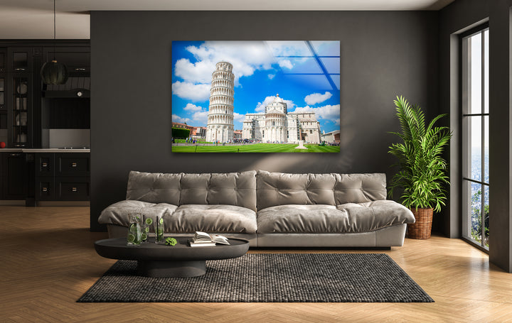 Schiefer Turm von Pisa – Glaswandkunst – Kultiges italienisches Wahrzeichen mit wunderschöner Architektur